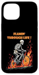 iPhone 15 Funny skeleton bike ride Going through hell Biker skeleton Case