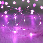 Lights4fun Guirlande Lumineuse à Piles avec 20 Micro LED Rose sur Câble Argenté