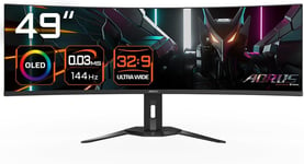 AORUS Moniteur de jeu incurvé CO49DQ OLED - 5120x1440 (DQHD), 1800R, 144Hz, 0,03 ms, KVM, FreeSync Premium Pro, HDMI 2.1