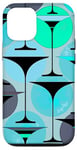 Coque pour iPhone 12/12 Pro Martinis inspiré des années 50 gris bleu et turquoise