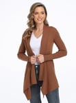 Dilgul Gilet Long Femme Cardigan Manches Longues Veste Drapé Ouverte Devant Ourlet Irrégulier Jaquette Hiver Automne Outwear Jaquette Chameau X-Large