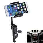 Car Kit Dual Cigarette Lighter Mount Holder for Samsung Galaxy S8 S9 Plus Phone