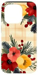 Coque pour iPhone 15 Pro Jaune aquarelle florale rouge Buffalo Plaid Merry Christmas