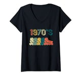 Womens Roller Skate T-Shirt Skating 70s Retro Shirt Gift V-Neck T-Shirt