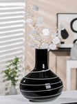 GILDE Vase déco Noir Blanc - Vase déco Moderne Objet en Verre Vase de Fleurs Fait Main en Verre coloré - Hauteur 28 cm