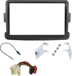 Kit de Montage Autoradio, Façade Cadre de Radio 2 DIN, Adaptateur Compatible avec Dacia Duster, Logan, Sandero, Dokker, Lodgy/Renault Symbol, Captur, Trafic Noir