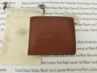 FOSSIL Bi-fold Leather Wallet Mens SIMON Cognac ID Coin Wallets in Dust Bag R£55