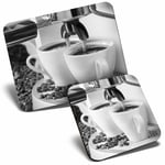 Mouse Mat & Coaster Set - BW - Coffee Machine Cafe Restaurant  #42712