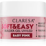 Claresa Soft&Easy Builder Gel styrkende gel-underlak til negle Skygge Baby Pink 12 g