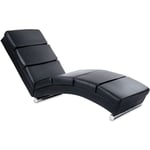 Chaise longue transat fauteuil de relaxation en synthétique noir