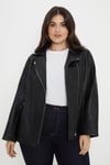 Wallis Womens Curve Black Faux Leather Biker Jacket - Size 20 UK