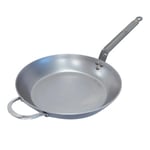 De Buyer - Poêle en tôle d'acier MINERAL B avec anse - 32 cm - Fabriquée en France, Sans PFAS, Anti Adhérence Naturelle, Queue Rivetée et Finition à la Cire d'Abeille, Tous Feux + Flash Four