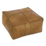 Pouf en Cuir Effet Peau "Norbert" 50cm Camel Foncé