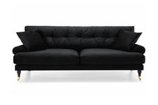 Sammetssoffa Webber 3-sits - Svart|Mässing 3 sits soffa Svart