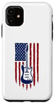 Coque pour iPhone 11 Drapeau américain guitare électrique drapeau américain pour guitariste drapeau USA