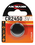 ANSMANN CR2450 Coin Battery [Pack of 1] Lithium 3V Button Cell Ideal For Digital Watches, Laser Pens, Car Keys, Clinical Thermometer, Tensiometer, and Fitness Appliances, Silver