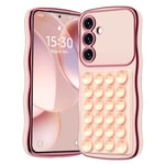 Miss Arts for Samsung Galaxy S24 Case, for Samsung S24 Phone Case with Suction Mount【Hands-Free Strong Grip Holder for Selfies and Videos】 Women Girls Bling Luxury Protective Cover - Pink