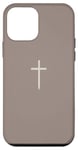 Coque pour iPhone 12 mini Simple Cross Christian Earthy Boho Minimaliste Beige Taupe