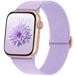 AMSKY Bracelet en Nylon Élastique Compatible avec Bracelet Apple Watch 40mm 44mm 46mm 42mm 41mm 45mm 38mm 49mm Femme Homme, Boucle Unique pour iWatch SE Ultra Serie 10 9 8 7 6 5 4 3 2 1, Lavande