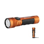 OLIGHT Seeker 4 Pro LED Rechargeable Lampe de Poche 4600 Lumens Portée 260 Mètres Ultra Puissante Militaire Lampe Torche 5 Modes d'éclairage IPX8 Étanche Flashlight pour et Sauvetage etc (Orange)