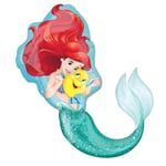 Little Mermaid and Flounder 28x34 Inch Foil Balloon c/w Ribbon