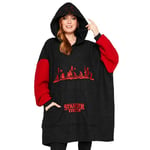 Stranger Things Pull Plaid Femme Pulll Oversize en Polaire Sweat Poncho Polaire Taille Unique Adulte Ado (Noir)