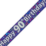 OakTree Ltd Happy 90ème Anniversaire Bannière, Foil, Bleu Marine, 270 x 12 x 0.1 cm