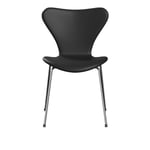 Fritz Hansen - 3107 Sjuan - Helklädd, Läder, Soft Black - Matstolar - designer_arne_jacobsen - Svart - Läder/Metall/Trä