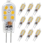 10 st LED-lampor G4, 20W halogenlampa ersättning, 2W G4 dubbelbas, 12V dagsljus 6000 K