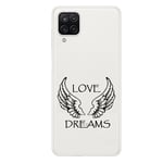 Coque Galaxy A12 love dreams ailes noir