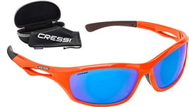 Cressi Sniper Sunglasses Lunettes de Soleil Sportif Adulte Unisexe, Orange/Verres Miroir Bleu, Taille Unique