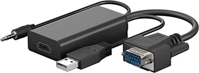 goobay 61259 Adaptateur VGA vers HDMI pour Full HD 1080p @ 60Hz / VGA vers HDMI Câble Adaptateur convertit VGA & Audio en signaux HDMI/câble Moniteur Noir