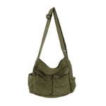 Stor kapacitet Canvas Messenger Bag Multifack Väska Casual Dam Herr Axelväska Green