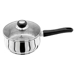 Judge Vista JJ07A Stainless Steel Large Saucepan 20cm 2.1L, Shatterproof Vented Glass Lid, Induction Ready, Oven Safe, 25 Year Guarantee