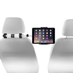 Macally Car Headrest Mount Holder for Apple iPad Pro/Air/Mini, Tablets, Nintendo Switch, iPhone, & Smartphones 4.5" to 10" Wide with Dual Adjustable Positions and 360° Rotation (HRMOUNTPRO),Silver