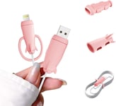 2 Pièces Protecteurs Pour Raccords De Câbles Compatible Avec Iphone Type-C&Android Usb, 2 En 1 Organisateur De Câbles Avec Design Mignon Pour Homme Femme, Protège De Câble Usb-C Chargeur- Rose