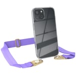 For Apple IPHONE 15 cover With Band Mobile Purple Wide Phone Strap Cover