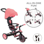 Globber 4 in 1 Explorer Trike and Balance Bike Ride On with Handle - Coral Pink