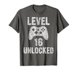 Cute Video Gamer 16th Birthday Gift Funny Level 16 Unlocked T-Shirt