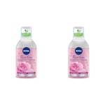 NIVEA Skin Breathe Démaquillant Biphase Micellaire Eau de Rose 400 ml, nettoyant visage tonifiant et purifiant, démaquillant waterproof délicatement parfumé (Lot de 2)