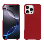 Coque cuir Apple iPhone 16 Pro Max - Coque arrière - Rouge - Cuir lisse - Neuf