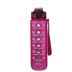 32-34 oz Motiverande Vattenflaska med Tidsmarkörer, Sugrör, Läcksäkert Tritanlock, BPA-fri Ros Röd rose Red 1000ml PC