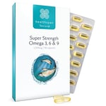 Healthspan Super Strength Omega 3, 6 & 9 1,200mg (90 Capsules) | Brain, Eye & Heart Health | Omega 3, 6 & 9 Fatty Acids | Premium Fish, Borage & Extra-Virgin Olive Oils | Sustainably Sourced