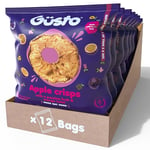 GUSTO SNACKS Crunchy Apple Crisps with Passion Fruit Juice - Case of 12 (20g) - 100% Dried Fruit Snacks - No Added Sugar, High in Fibre, Vegan, Vegetarian, Low Calorie, Gluten free, Nut & Fat Free