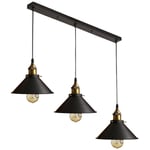 Suspension Luminaire 22cm Plafonnier Lustre 3 Tête Design Vintage Rétro Noir