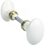 Boutons de porte en porcelaine de Limoges laitonné - Lot de 2 - Carré 7mm