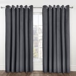 Emma Barclay Midnight - Embossed Velvet Woven Thermal Blackout Eyelet Curtains (Navy, Width 66 x Drop 90" (168 x 228cm))