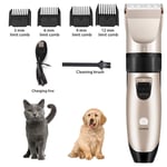 Cordless Pet Grooming Clippers, Titanium Ceramic Head Grooming Trimming Kit with 4 Guide Combs And Cleaning Brush, for Hair Around Face, Eyes, Ears, Paw