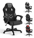 bigzzia Chaise de Jeu Ergonomique Chaise de Bureau,Fauteuil de Bureau en Cuir PU avec Dossier en Maille Respirante&Appui-tête, Hauteur Réglable Fauteuil Gaming Siege Gaming Maison Bureau Jeux (Gris)