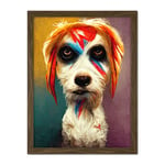 Doppelganger33 LTD Aladdin Sane Ziggy Stardust Terrier Dog Fun Quirky Painting Artwork Framed Wall Art Print 18X24 Inch